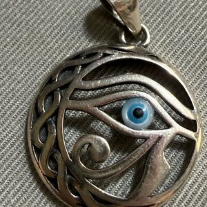 Turkish sterling  Silver evil  Eye of Horus Pendant